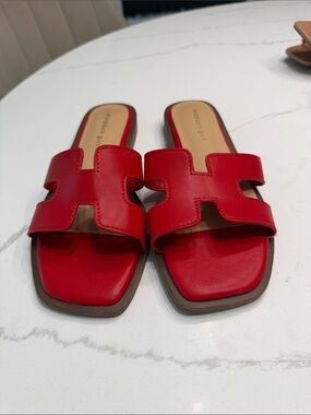 Madden Girl Red Open-Toe Slide Sandals